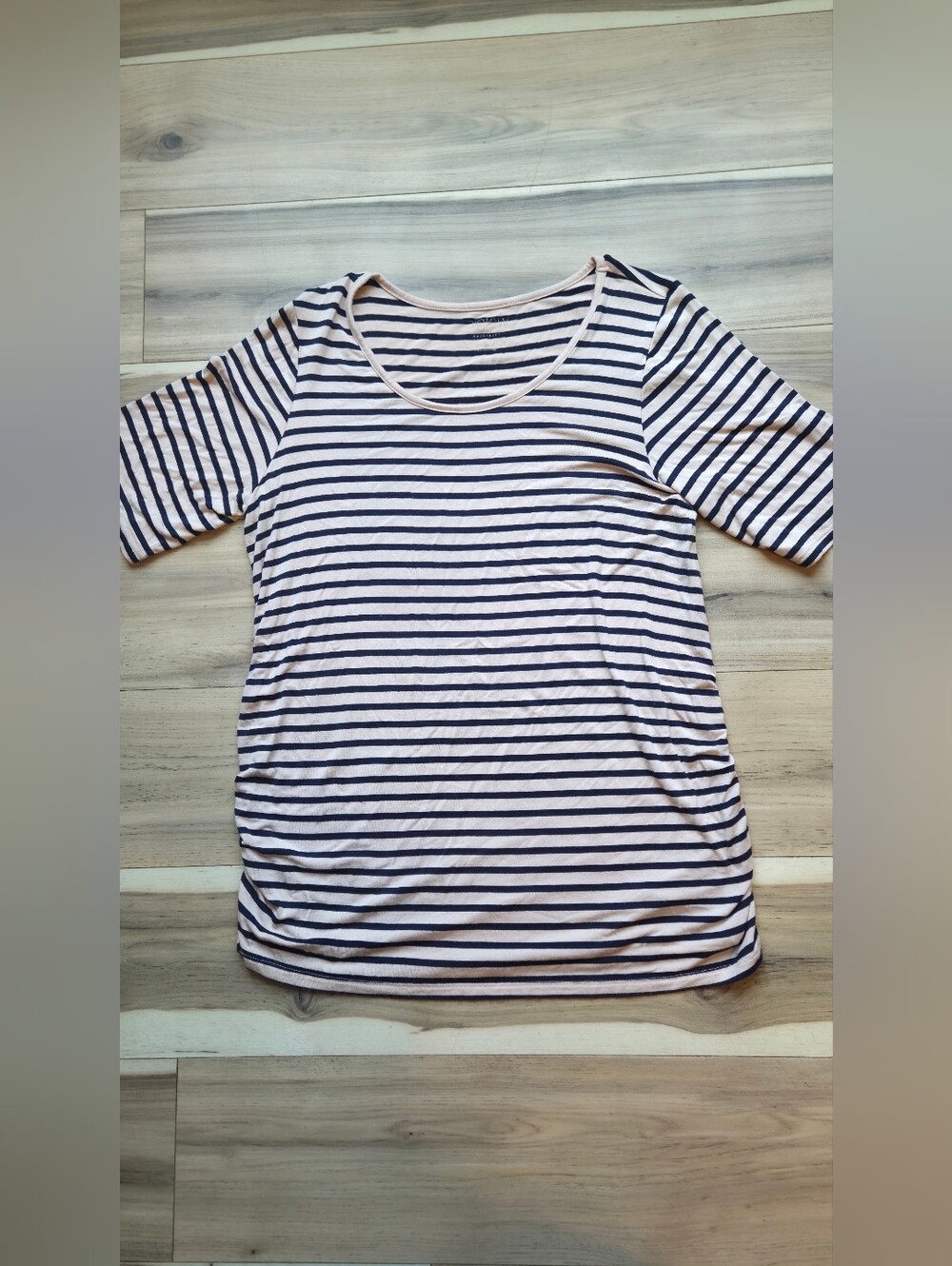 A:Glow Maternity Striped Short Sleeve Crewneck Top Blouse Women’s Size XL